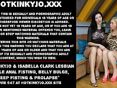 Hotkinkyjo & Isabella Clark lesbian double anal fisting